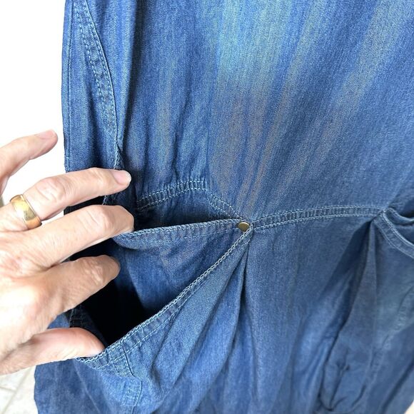 Allsaints Warrior Outfitters Mini Denim Dress Lg Short Sleeve Pullover Pockets - Picture 4 of 7